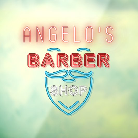 Aangepast ontworpen Faux Neon Barber Winkelvoorzij Raamsticker (Vel 3)
