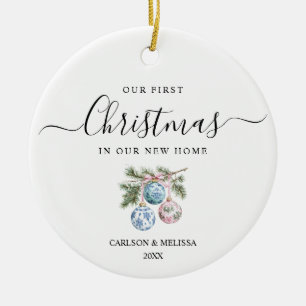 Aangepast onze eerste kerst Chinoiserie Bauble Keramisch Ornament