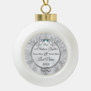 Aangepast onze, eerste kerstfeestelijke organisati keramische bal ornament