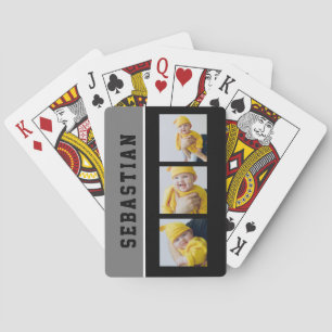 Aangepast op drie foto's en tekst pokerkaarten
