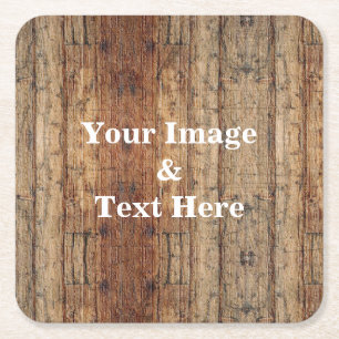 Aangepast op maat - uw eigen foto Wooden Square P Vierkante Kartonnen Onderzetter