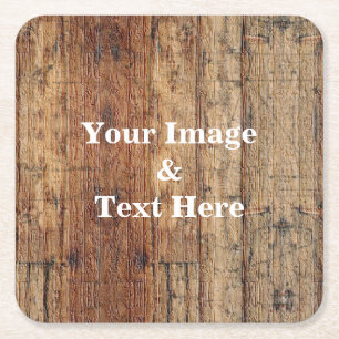 Aangepast op maat - uw eigen foto Wooden Square P Vierkante Kartonnen Onderzetter