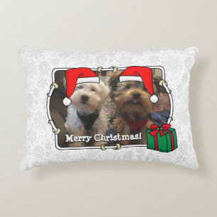 Aangepast op twee kerstkerstkerstkerstkerstfoto's  accent kussen