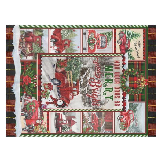 Aangepast op uw feestdag, vrolijk, kerstmis tafelkleed (Voorkant (Horizontaal))