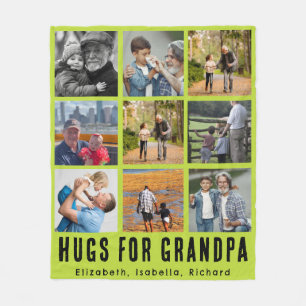 Aangepast opa cadeau met 9 foto's collage van de k fleece deken