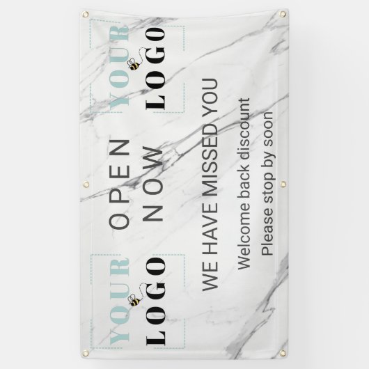 Aangepast open nu Business Logo Marmer Outdoor Spandoek (Verticaal)