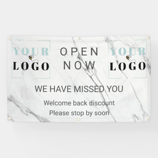 Aangepast open nu Business Logo Marmer Outdoor Spandoek (Horizontaal)