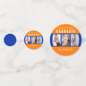 Aangepast Oranje en blauw Afstuderen fotocollage Confetti (Voorkanten)