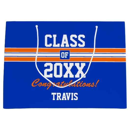 Aangepast Oranje en blauw Afstuderen - Grote Cadea Groot Cadeauzakje (Voorkant)