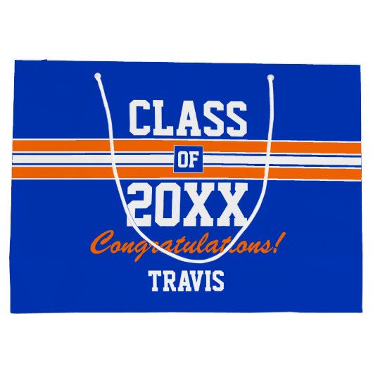 Aangepast Oranje en blauw Afstuderen - Grote Cadea Groot Cadeauzakje (Achterkant)
