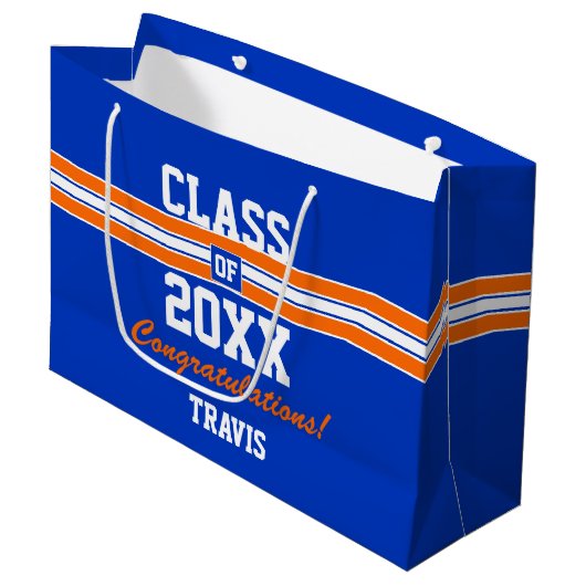 Aangepast Oranje en blauw Afstuderen - Grote Cadea Groot Cadeauzakje (Voorkant Gekanteld)