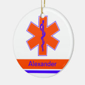 Aangepast Oranje en blauw levensbegin Keramisch Ornament (Links)