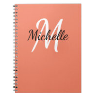 Aangepast Oranje en wit monogram, Notitieboek