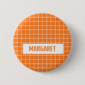 Aangepast Oranje en witte tegel blokkeert Ronde Button 5,7 Cm (Voorkant)
