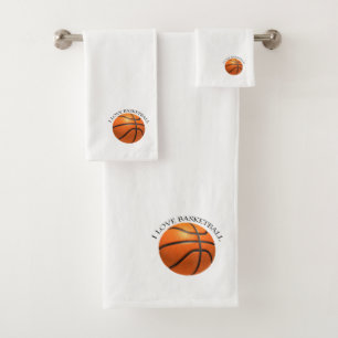 Aangepast oranje en zwart leder basketbal bad handdoek