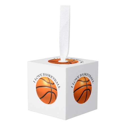 Aangepast oranje en zwart leder basketbal ornament (Voorkant hoekig)