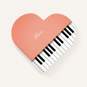 Aangepast Oranje Grand Piano-muziektoetsenbord Notitieboek