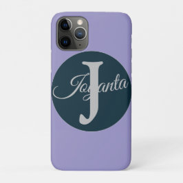 Aangepast oranje grijs blauw Monogram Elegant iPhone 11 Pro Hoesje