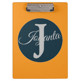Aangepast oranje grijs blauw Monogram Elegant Klembord