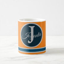 Aangepast oranje grijs blauw Monogram Elegant