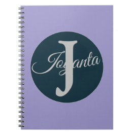 Aangepast oranje grijs blauw Monogram Elegant Notitieboek