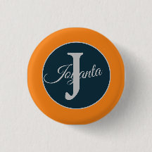 Aangepast oranje grijs blauw Monogram Elegant