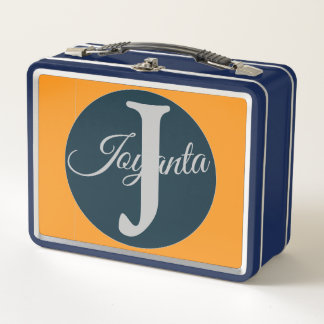 Aangepast oranje grijsblauw Monogram Elegant