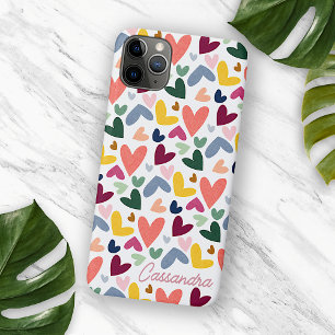 Aangepast Oranje Mint Groen Roze Blauwe Hart Patro iPhone 11 Pro Max Hoesje