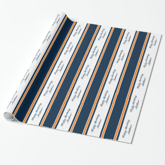 Aangepast Oranje/Navy Stripe-pakpapier Cadeaupapier
