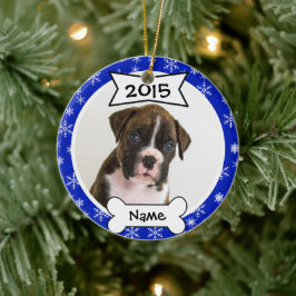 Aangepast Ornament van de Foto van de Dog in Blauw