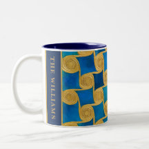 Aangepast Oud-Egyptisch Monogram Blauw Goud