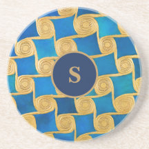 Aangepast Oud-Egyptisch Monogram Blauw Goud