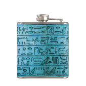 Aangepast ouderlijk Egyptisch Hieroglyphs blauw Heupfles (Achterkant)