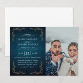 Aangepast paar foto-bruiloft kaart (Voorkant / Achterkant)