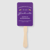 Aangepast Paars Afstuderen met White Gold Photo Handwaaier (Voorkant)