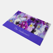 Aangepast Paars blauw-Floral-Pansy-ventilator Deurmat (Schuin)