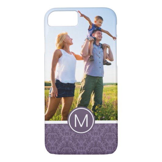 Aangepast Paars bloemkool voor foto's en monogram Case-Mate iPhone Case (Achterkant)