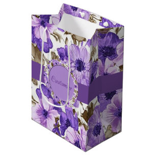 Aangepast Paars en wit flesje Gift Bag 3 Medium Cadeauzakje
