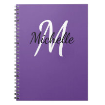 Aangepast Paars- en witmonogram Cute Notitieboek