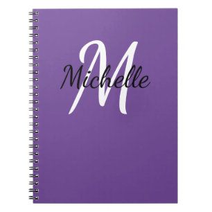 Aangepast Paars- en witmonogram Cute Notitieboek
