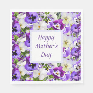 Aangepast Paars Floral Happy Moederdag Servet