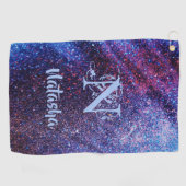 Aangepast Paars glitter Golfhanddoek (Horizontaal)