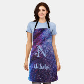 Aangepast Paars glitter Schort (Gedragen)