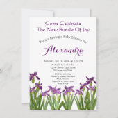 Aangepast Paars Iris Floral Waterverf Baby shower (Voorkant)