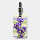 Aangepast Paars Iris Waterverf Stripes Art Pattern Bagagelabel (Voorkant verticaal)