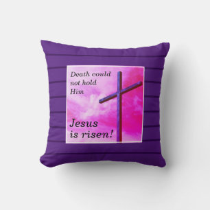 Aangepast Paars JESUS IS RISEN Pasen Kussen