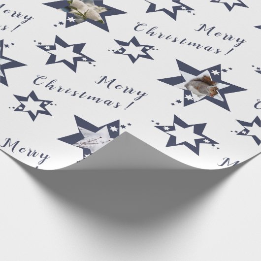 Aangepast Paars kerstfeest op foto Stary Merry Cadeaupapier (Hoek)