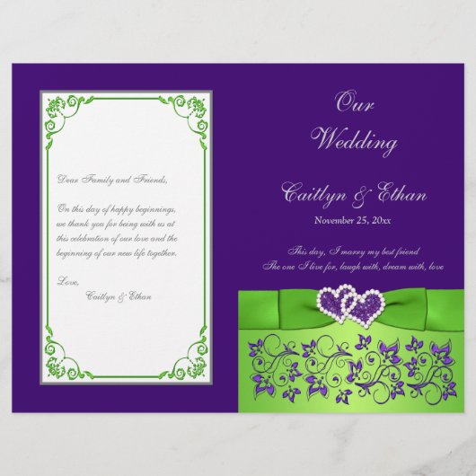 Aangepast Paars, Limoen, grijs weddenschapsprogram (Voorkant)