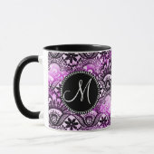 Aangepast Paars monogram - loopvlakpatroon Mok (Links)