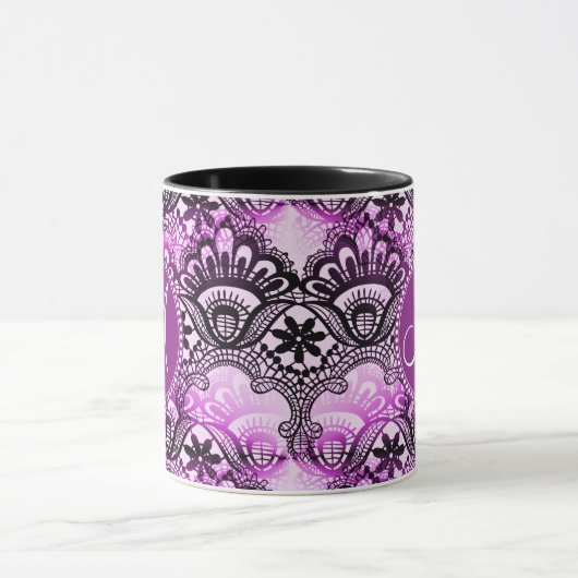 Aangepast Paars monogram - loopvlakpatroon Mok (Midden)